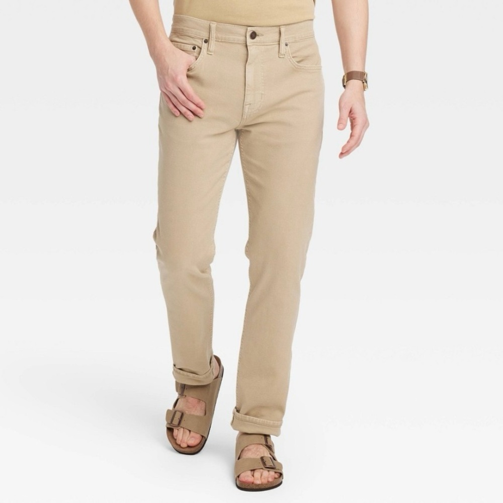 Men's Lightweight Colored Slim Fit Jeans - Goodfellow & Co khaki 34x34 J9226967